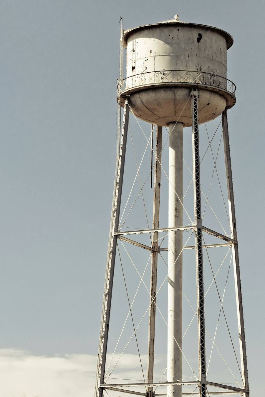 A municipal water tower against the sky